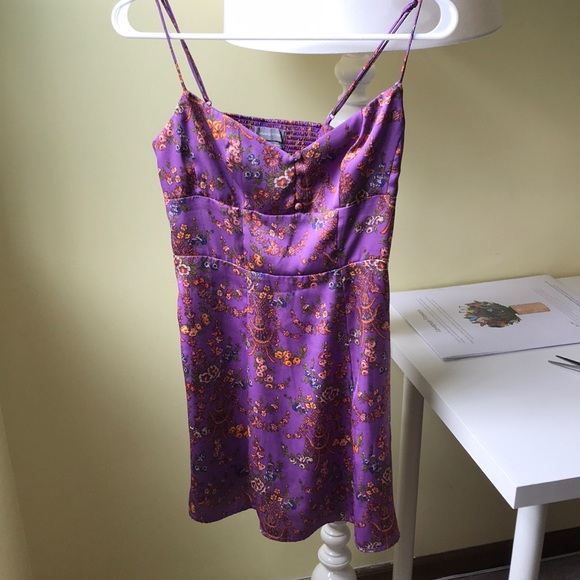URBAN OUTFITTERS Purple Floral Detailed Dress - Picture 1 of 5